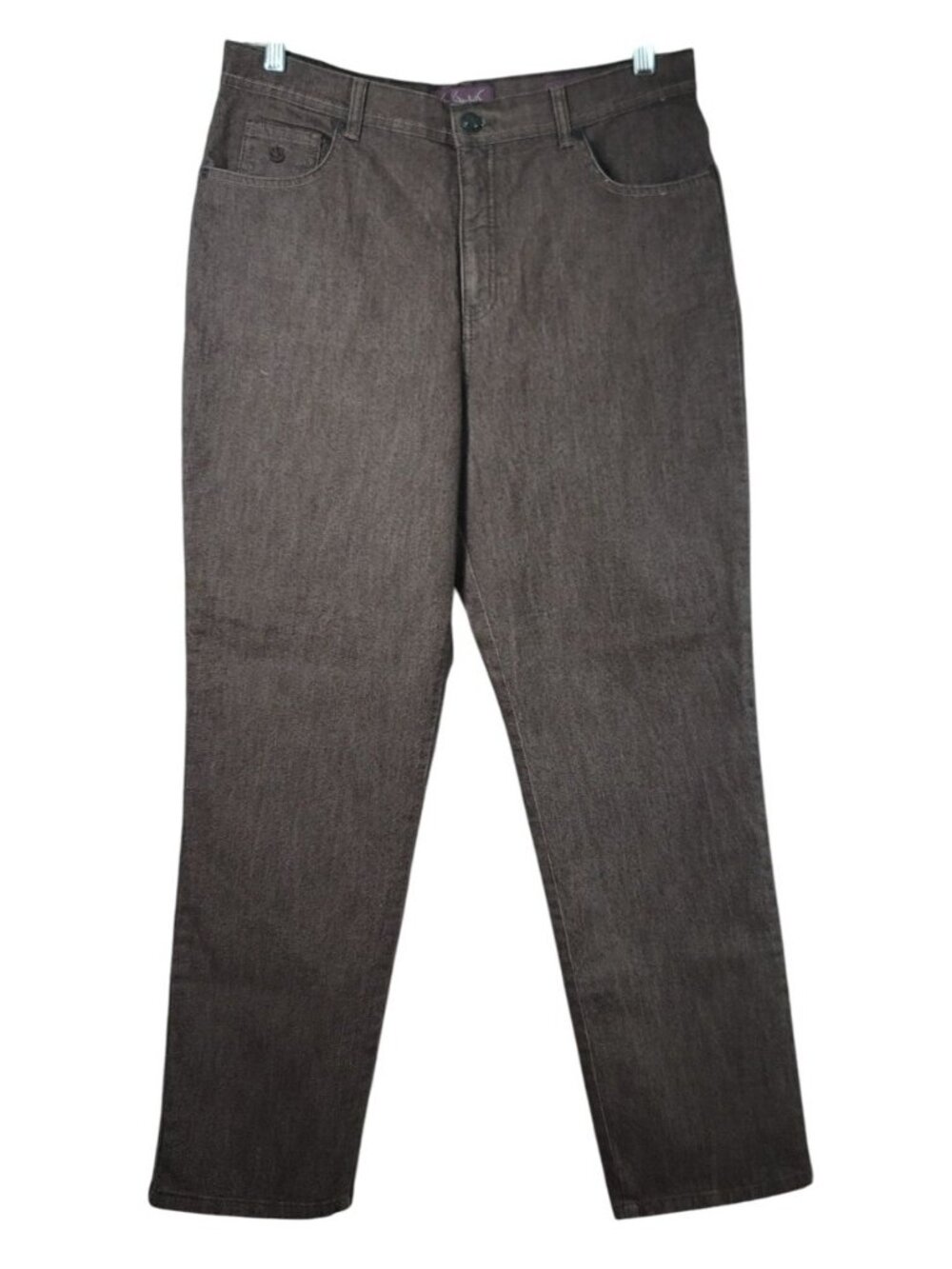 Gloria Vanderbilt Amanda Jeans Brown Size 16 Straight Leg Zip Flat Front Pockets